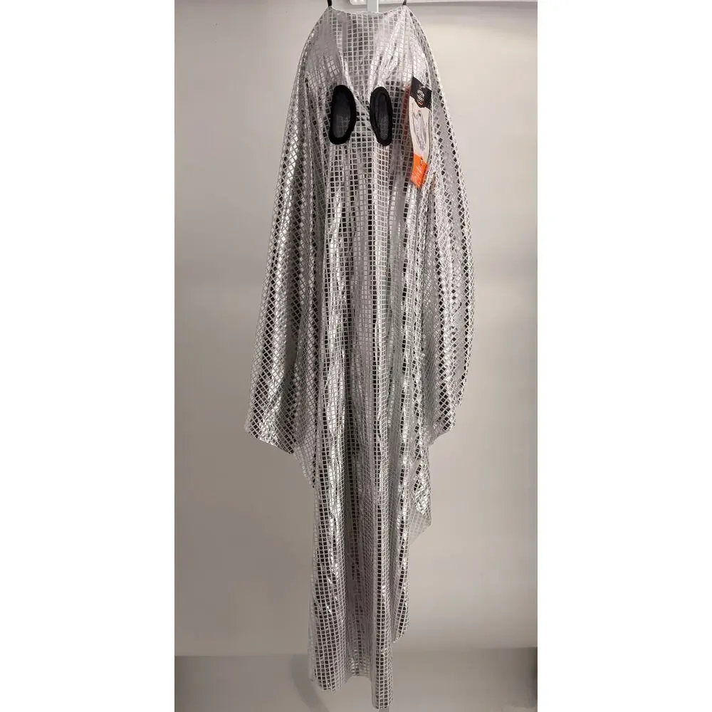 Hyde & Eek Disco Ghost Costume Kids Adult OSFM Silver Cape Halloween NWT